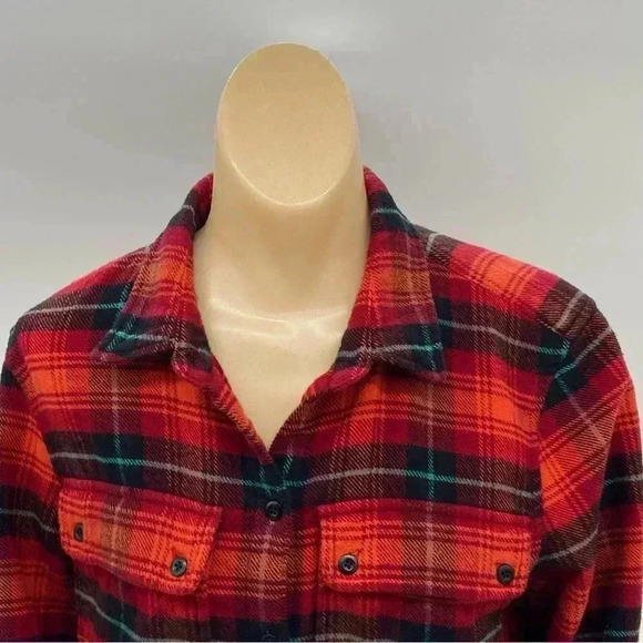 L. L. Bean Signature Flannel Button Down Top Multicolor Plaid Size Small - Picture 2 of 10